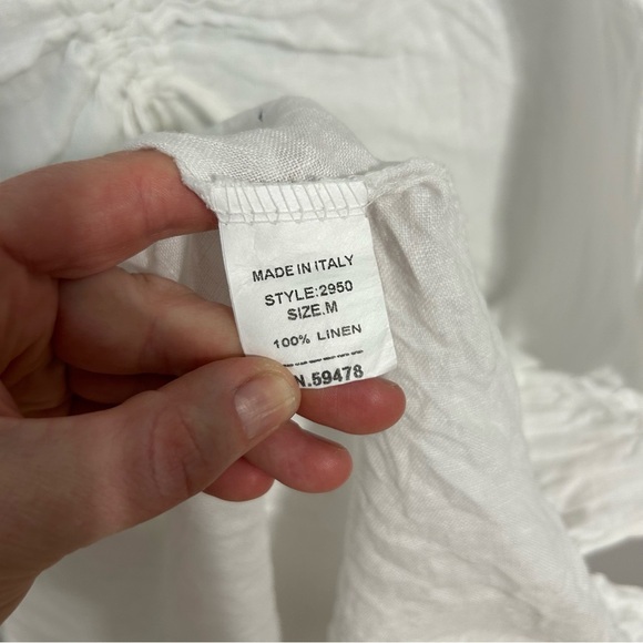 Francesca Bettini White 100% Linen Sleeveless V-Neck Midi Dress Women’s Medium - Picture 3 of 5